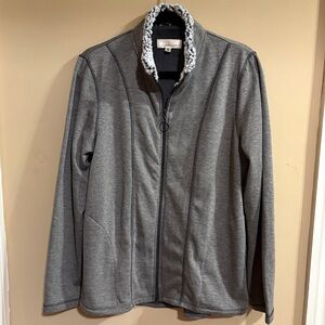 Cuddle Duds Gray Zip-Up Jacket with Sherpa Collar Medium